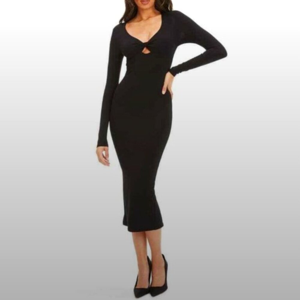 Good American Twist Peekaboo Midi Dress (Size XS)